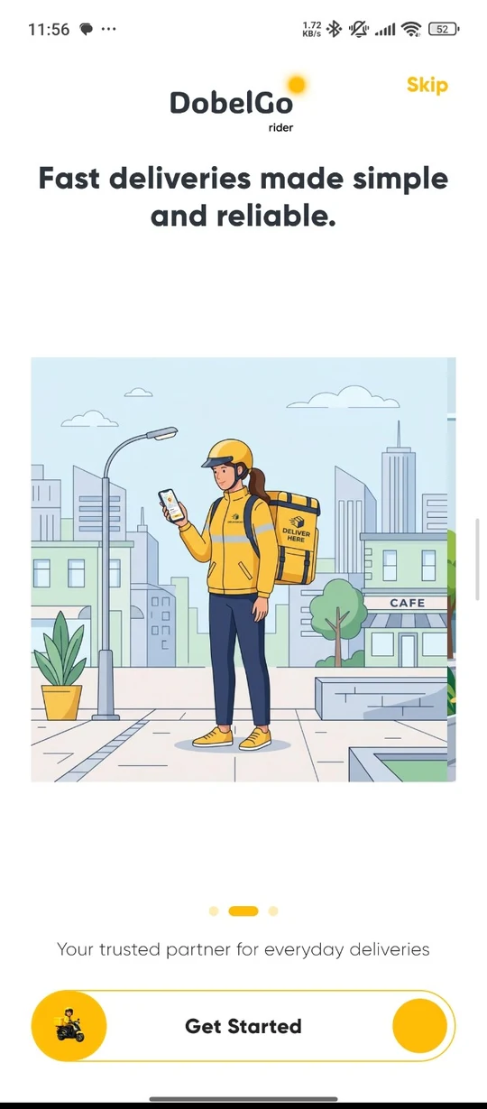 DobelGo welcome and onboarding screen