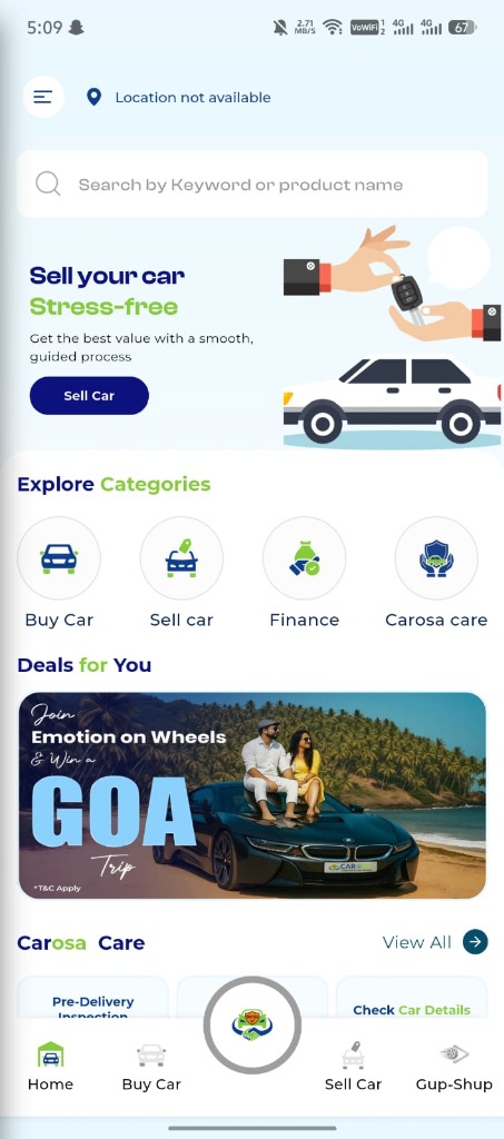 Carosa App Sidebar Navigation Menu