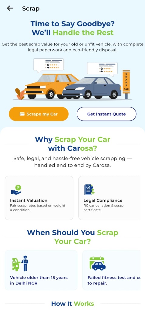 Carosa App Scrap Car Program