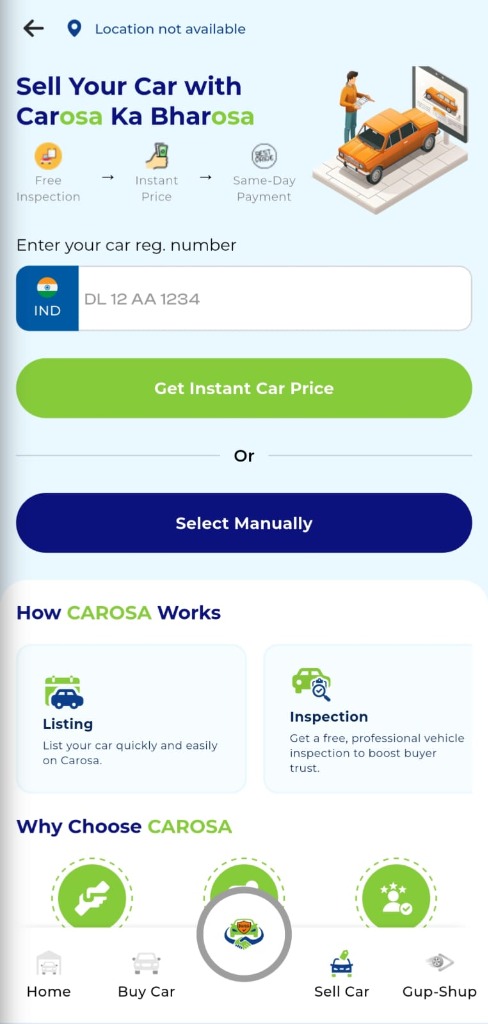 Carosa App Sell Car Form