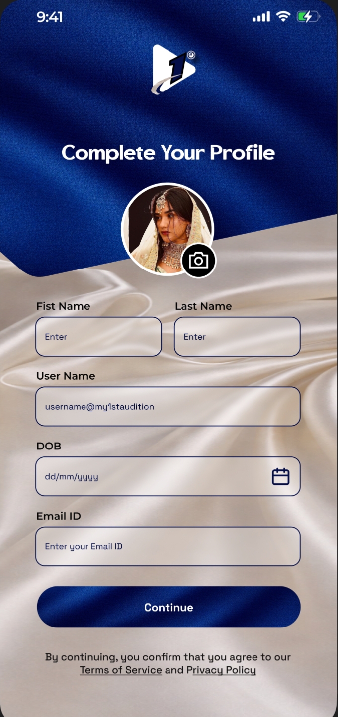 My 1st Audition Complete Profile screen