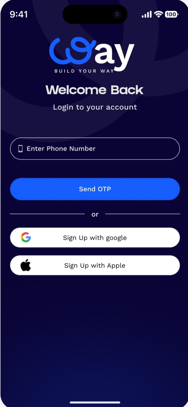 Way Login Page app screen